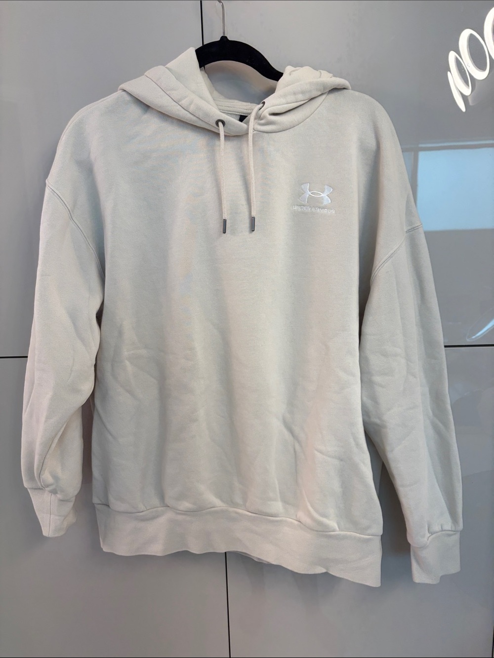 Under Armour Cream Pullover Hoodie with Logo